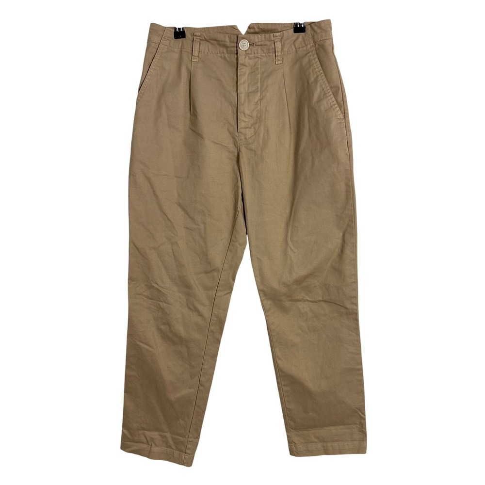 Alex Mill Womens Pleated Chino Pants Khaki Tan Size 2 High Rise Cropped Trousers